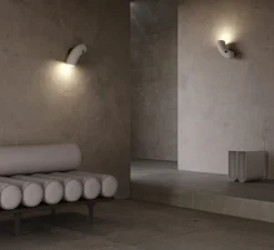 Applique murale, Hyphen droite, porcelaine naturelle, Ø16cm, H32cm - Darmes