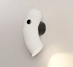 Applique murale, Hyphen droite, porcelaine naturelle, Ø16cm, H32cm - Darmes