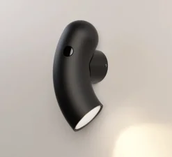 Applique murale, Hyphen droite, noir sablé, Ø16cm, H32cm - Darmes