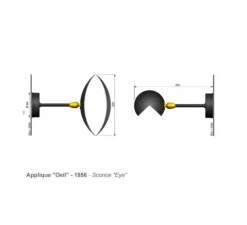 Applique murale, Œil, noir, L20cm - Serge Mouille