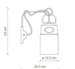 Applique murale, Industrial C1621, orange vintage, L12,5cm, H33cm - Ferroluce