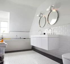 Applique murale, industrielle, 55, laquée, blanc, H31cm - Zangra