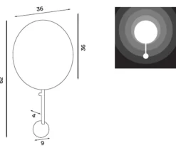 Applique murale, Ink, noir, LED, 3000k, 900lm, Ø36cm, H62cm - Northern