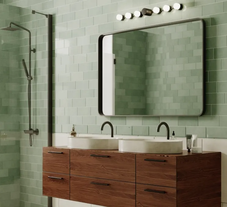 Applique murale, IP BACKSTAGE Linear L6, laiton noirci, IP44, L72,3cm, H9,2cm - Cvl