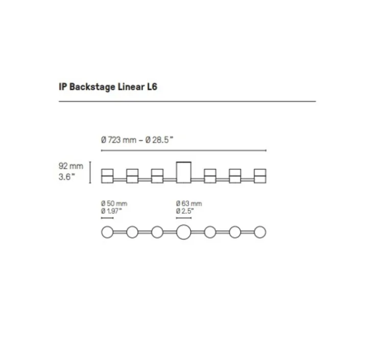 Applique murale, IP BACKSTAGE Linear L6, laiton noirci, IP44, L72,3cm, H9,2cm - Cvl