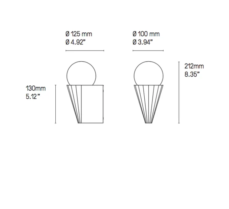 Applique murale, IP Cornet, cuivre satiné, IP24, L12,5cm, H21,2cm - Cvl