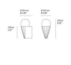 Applique murale, IP Cornet, graphite satiné, IP44, L12,5cm, H21,2cm - Cvl