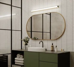 Applique murale, IP METROP 525, laiton satiné, IP44, 3000K, 500lm, L52,5cm, H4,5cm - Cvl