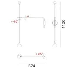 Applique murale, Ixa Arm Wall, anthracite, L15cm, H110cm - Artemide