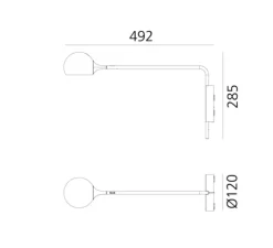 Applique murale, IXA Wall, gris, L7cm, H28,5cm - Artemide