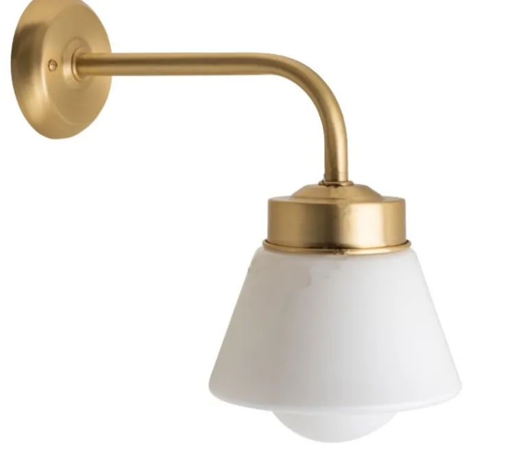 Applique murale, J'adore l'or, Glass 019, laiton, verre opalin, IP43, L10cm, H30cm - Zangra