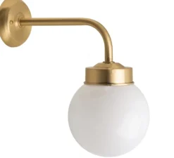 Applique murale, J'adore l'or, Glass 013, laiton, globe opalin, IP43, L10cm, H32,5cm - Zangra