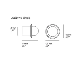 Applique murale, Janed 140 simple, laiton satiné/Graphite satiné, L12cm, H8cm - Cvl
