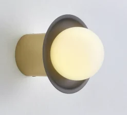 Applique murale, Janed 120 simple, Graphite satiné/laiton satiné, Ø12cm, H8cm - Cvl