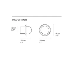 Applique murale, Janed 120 simple, Graphite satiné/laiton satiné, Ø12cm, H8cm - Cvl