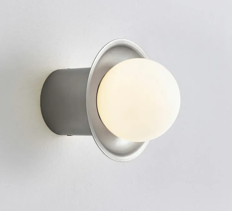 Applique murale, Janed 120 simple, nickel satiné, Ø12cm, H12cm - Cvl