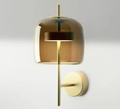 Applique murale, Jube AP S, verre fumé marron, laiton, LED, dim, 2700K, 1200 lm, L18cm, H36cm - Vistosi