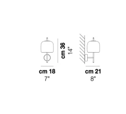 Applique murale, Jube AP S, verre fumé marron, laiton, LED, dim, 2700K, 1200 lm, L18cm, H36cm - Vistosi