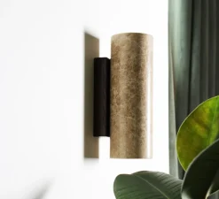 Applique murale, Kali Round, Marbre beige, Ø8cm, H25cm - BACCARIS