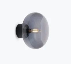 Applique murale, Karl Johan, verre fumé, noir, H18cm, Ø23cm - New Works