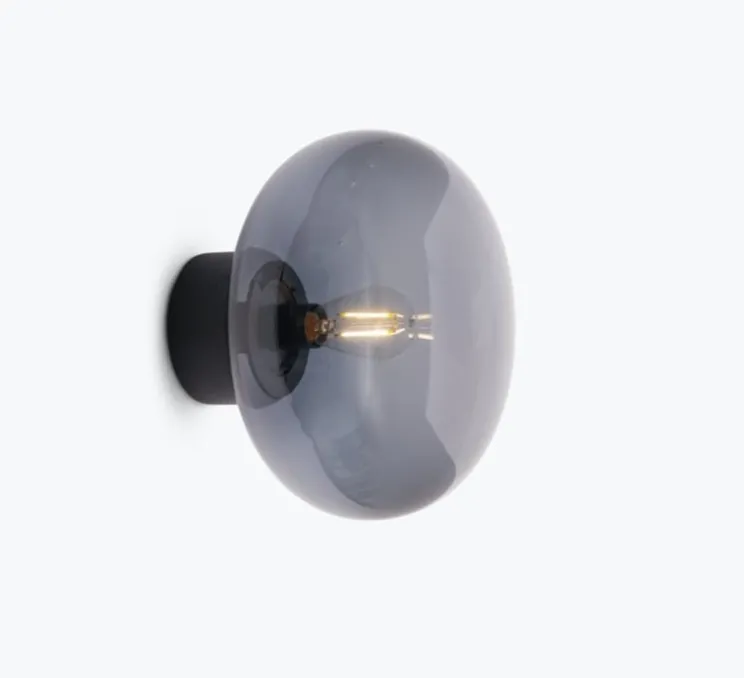 Applique murale, Karl Johan, verre fumé, noir, H18cm, Ø23cm - New Works