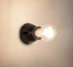 Applique murale, Kera, noir, Ø7,4cm, H6,2cm - Faro