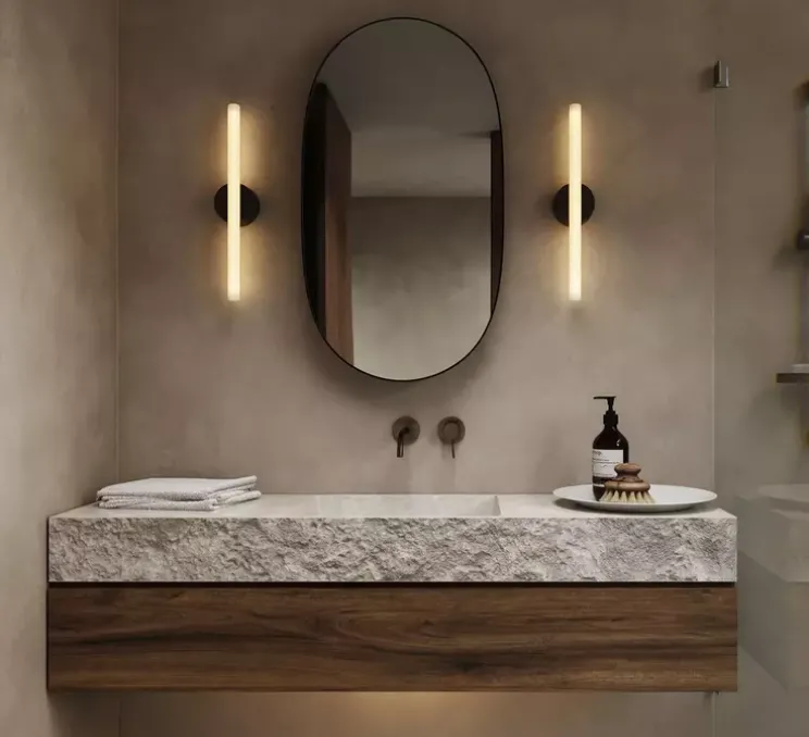 Applique murale, KILTER, gris, IP44, LED, dim, 2700K, 375 lm, L17cm, H64cm - Tala