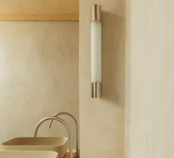 Applique murale, Kiva 600, chrome, IP44, LED, 3000K, 1103 lm, L6,8cm, H60cm - Faro