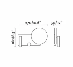 Applique murale, KLEE droite, gris, L30cm, H27cm - Faro