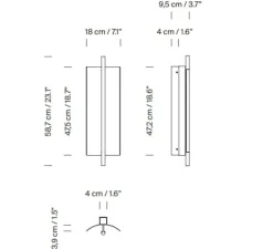 Applique murale, Lamina 45, noir et blanc, LED, dim, 2700K, 375 lm, L18cm, H58,7cm - Santa & Cole