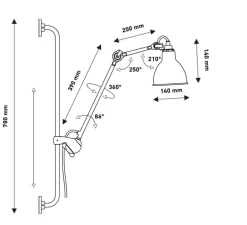 Applique murale, Lamp_gras_ N210, noir, L14cm, H78cm - DCW EDITIONS