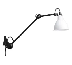 Applique murale, Lampa Gras N°222, corps noir, abat-jour rond blanc (intérieur blanc), L14cm, H59cm - DCW éditions Paris