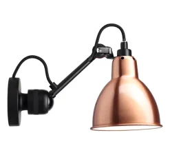 Applique murale, Lampe Gras 304, sans interrupteur, corps noir, abat-jour rond cuivre (intérieur blanc), L14cm, H14cm - DCW éditions Paris