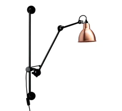 Applique murale, Lampe Gras 210, corps noir, abat-jour round cuivre (intérieur cuivre), L14cm, H78cm - DCW