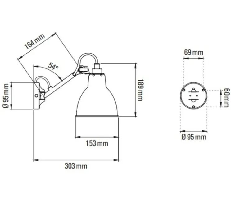 Applique murale, Lampe Gras N°104, laiton, L15,3cm, H18,9cm - DCW éditions Paris