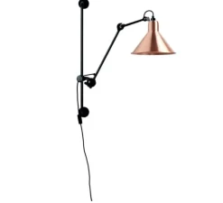 Applique murale, Lampe Gras 210, corps noir, abat-jour conique cuivre brut (intérieur cuivre brut), L14cm, H78cm - DCW