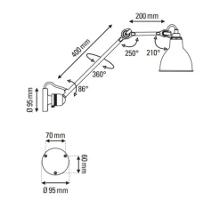 Applique murale, Lampe Gras n°304 L40, noir, L40cm, H14cm - DCW éditions Paris