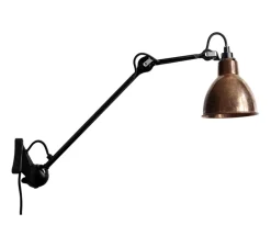 Applique murale, Lampe Gras N°222, corps noir, abat-jour rond cuivre brut (intérieur cuivre brut), L14cm, H59cm - DCW éditions Paris