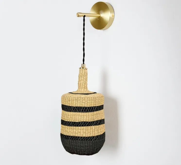 Applique murale, Lantern, naturel/minuit, Ø15cm, H28cm - GOLDEN Editions