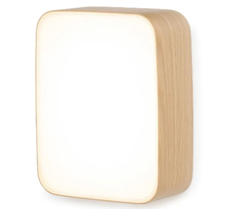 Applique murale LED ou plafonnier, Cube, S, chêne, 440lm, 3000K, dimmable, L22cm, H16,5cm - TUNTO