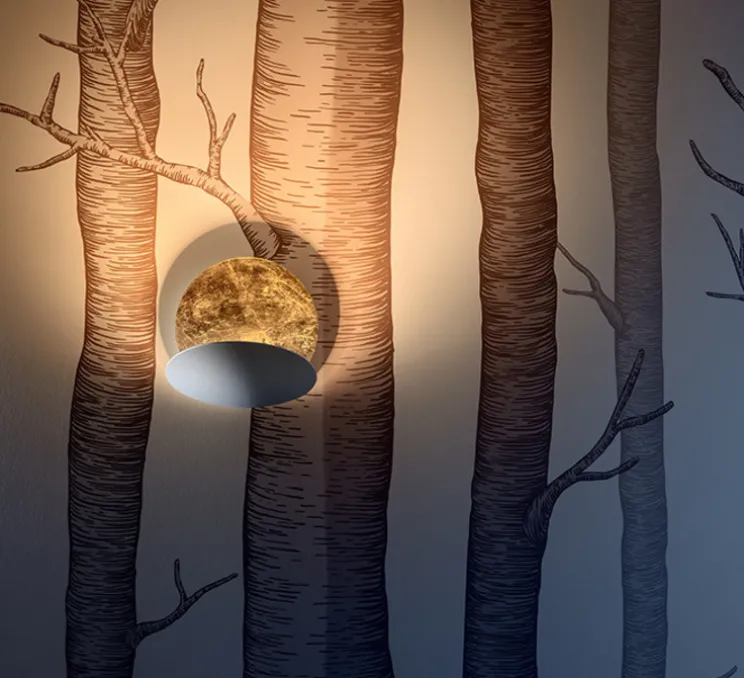 Applique murale, Lederam W, blanc, or, LED, dim, 2700K, 1550 lm, Ø17cm, H17cm - Catellani & Smith