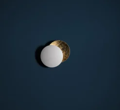 Applique murale, Lederam W, blanc, or, LED, dim, 2700K, 1550 lm, Ø17cm, H17cm - Catellani & Smith