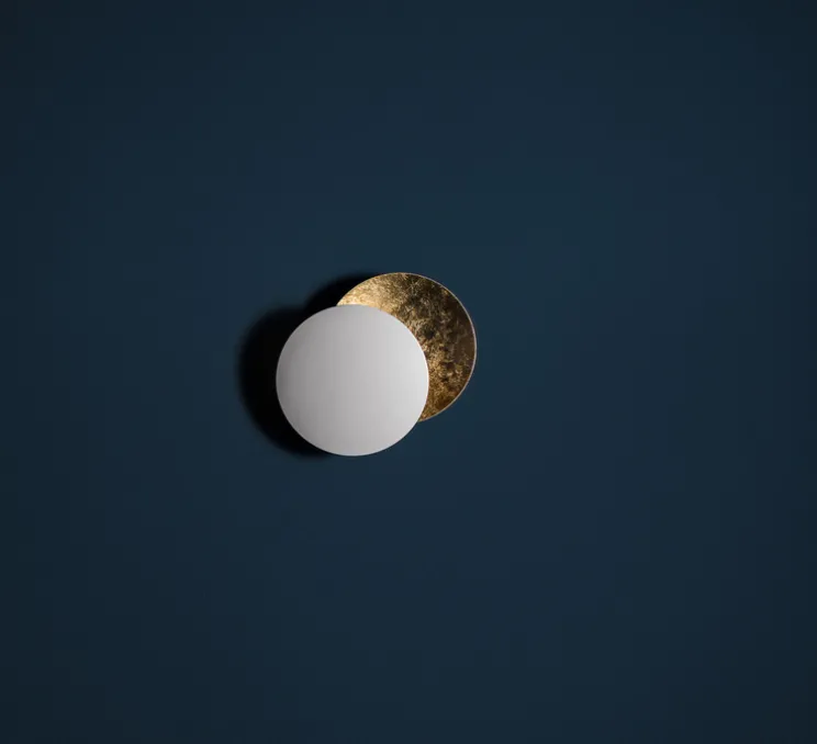 Applique murale, Lederam W, blanc, or, LED, dim, 2700K, 1550 lm, Ø17cm, H17cm - Catellani & Smith