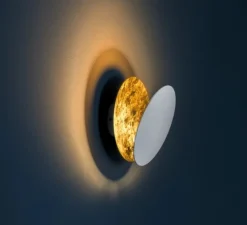 Applique murale, Lederam W25, blanc et laiton, LED, dim, 2700K, 1550 lm, Ø25cm, H25cm - Catellani & Smith