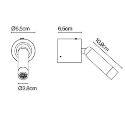 Applique murale, Ledtube A, blanc mat, LED, 2700K, 131 lm, L6,5cm, H6,5cm - Marset