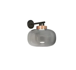 Applique murale, Legier, 557.44, noir texturé, cuivre, verre fumé, IP40, LED, dim, 2700K, 800 lm, L35cm, H35cm - Tooy