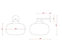 Applique murale, Legier, 557.44, noir texturé, cuivre, verre fumé, IP40, LED, dim, 2700K, 800 lm, L35cm, H35cm - Tooy