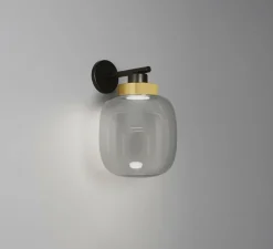 Applique murale, Legier 557.42, verre fumé, laiton, IP40, LED, dim, 2700K, 1200 lm, Ø25cm, H38cm - Tooy