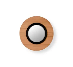 Applique murale, Lens Circular, bois naturel de cerisier, noir, LED, 3000K, 160lm, L24,5cm, H24,5cm - LZF