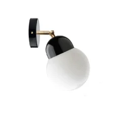 Applique murale, Light.036, avec glass006, blanc & noir, Ø14,5cm, P27,9cm - Zangra